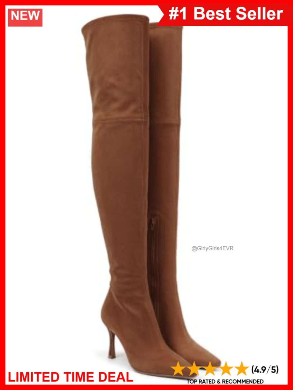 Over the Knee High Boots Kitten Heel Faux Suede Thigh High Zip